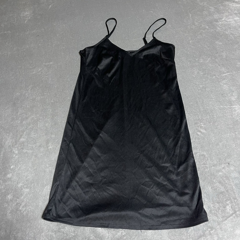Miss Selfridge Slip Dress Womens 2 Black Spaghetti Strap Solid Basic Goth Dark
